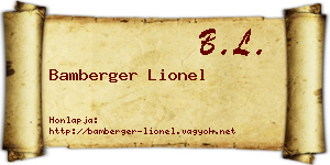 Bamberger Lionel névjegykártya